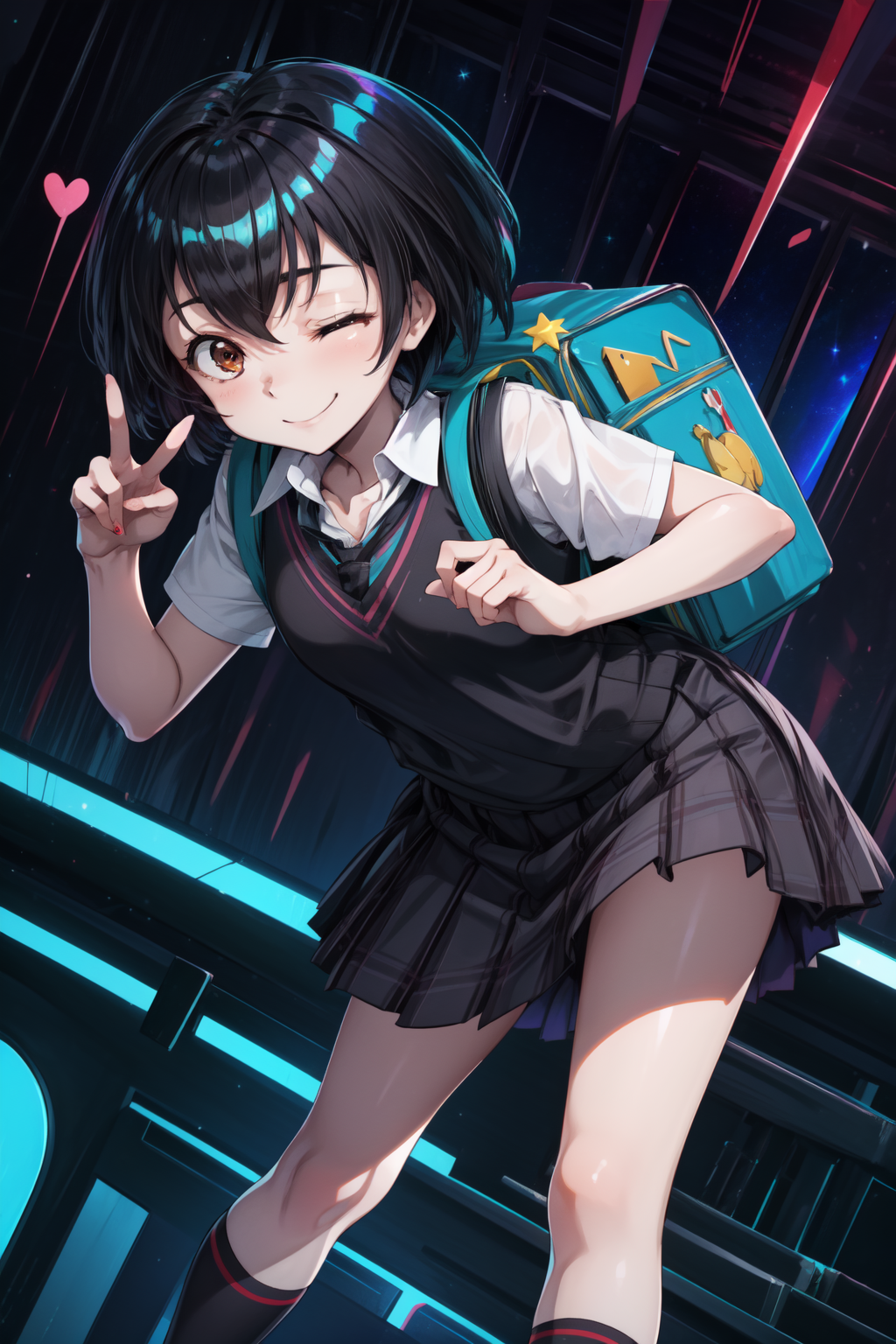 00791-93268038-masterpiece,best quality,1girl,solo,peniparker,black hair,brown eyes,short hair,school uniform,aqua backpack,pale skin,smile,one.png